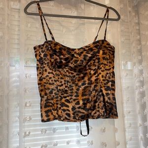 Satin cheetah print corset top